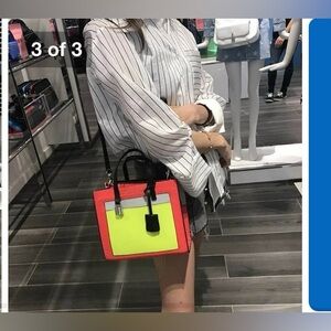 MARC JACOBS The Mini Grind Leather Crossbody Colorblock yellow rose pink Lock‎